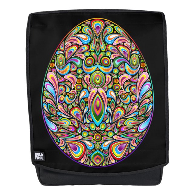 Oster-Ei-Psychedel-Design-Kinder-Bio-T-Shirt Rucksack (Vorderseite)