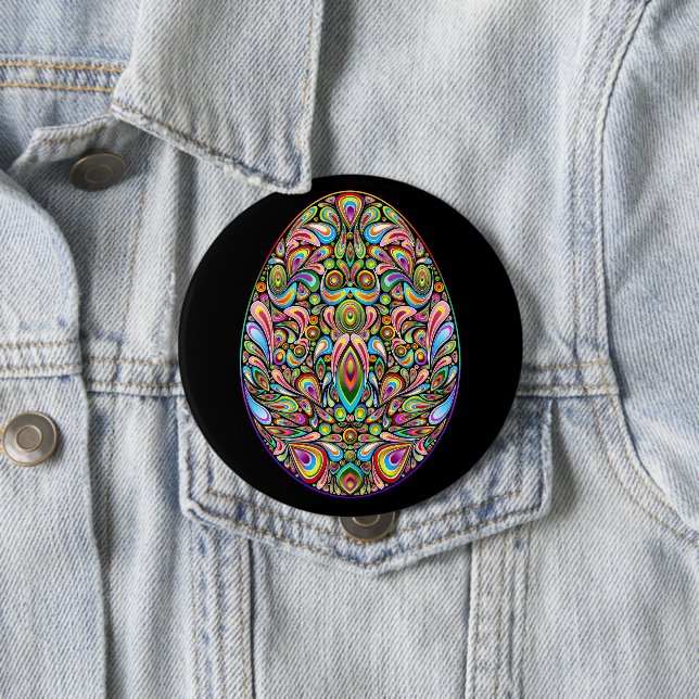 Oster-Ei-Psychedelic-Design-Kinder-Bio-T-Shirt Button (Beispiel)