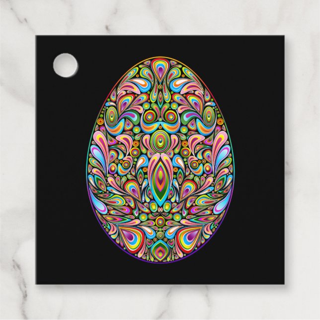 Oster-Ei-Psychedelic-Design-Kinder-Bio-T-Shirt Geschenkanhänger (Vorderseite)