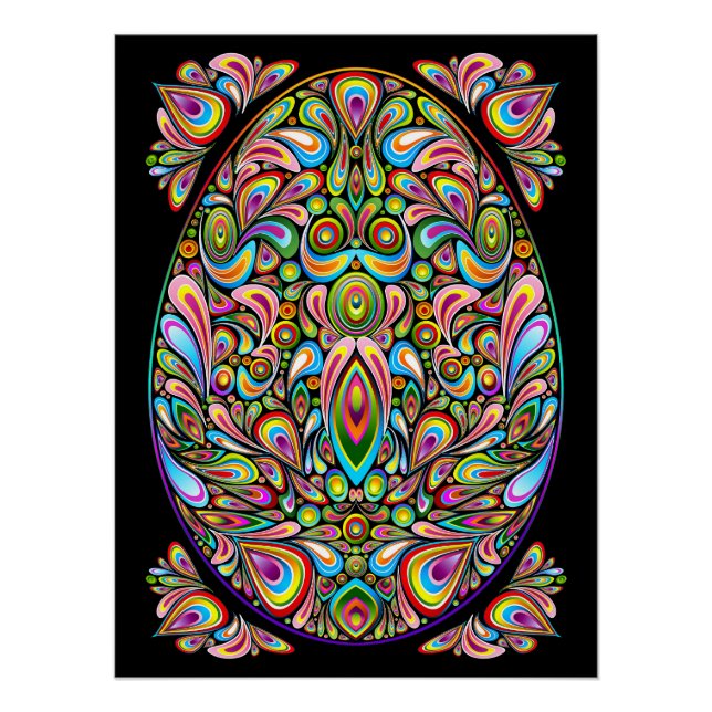 Oster-Ei-Psychedelic-Design Poster (Vorderseite)
