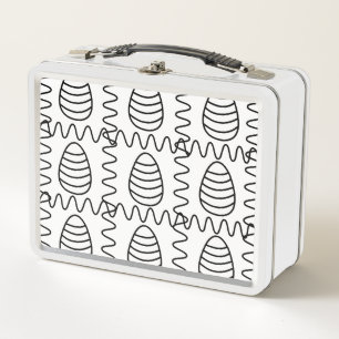 Oster-Eier Chevron Schwarz-Weiß Frohe Ostern   Metall Brotdose