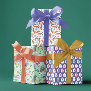 Oster-Eier Hasen & Karotten Oster-Muster Geschenkpapier Set