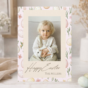 Oster-Eier im Pastell Blumen Foto Karte   Individu