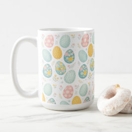 Oster-Eier im Pastellton mit Blumenmuster - Süßer  Kaffeetasse