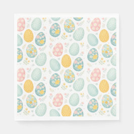 Oster-Eier im Pastellton mit Blumenmuster - Süßer  Serviette