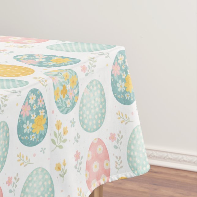 Oster-Eier im Pastellton mit Blumenmuster - Süßer  Tischdecke (Beispiel)