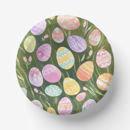 Oster-Eier in Pastell | Schöne Frühlings-Aquarellk Pappteller
