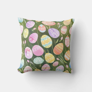 Oster-Eier in Pastell Schöne Frühlingsaquarellma Kissen