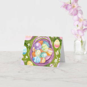 Oster-Eier-Korb   Frühlings-Pastell-Wasserfarbe Karte