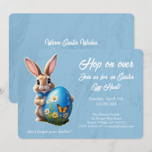 Oster-Eier-Suche-Brunch Hop auf Über-Hase blau - Einladung