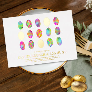 Oster-Eier-Suche Brunch moderne Wasserfarbe Gold Folie Einladungspostkarte