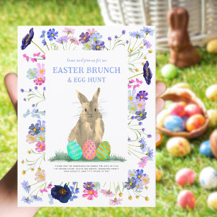 Oster-Eier-Suche Brunch Süßer Hase Floral Budget Einladungspostkarte