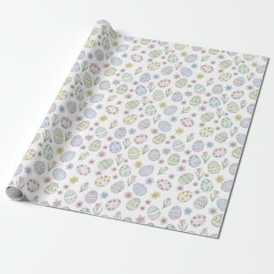 Oster-Eier und Blumen in Pastellfarben Geschenkpapier