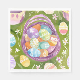 Oster-Eierkorb | Frühlings-Pastell-Wasserfarbe Serviette