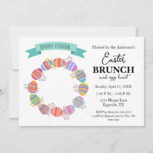 Oster-Einladung Brunch Kranz aus Eiern Einladung