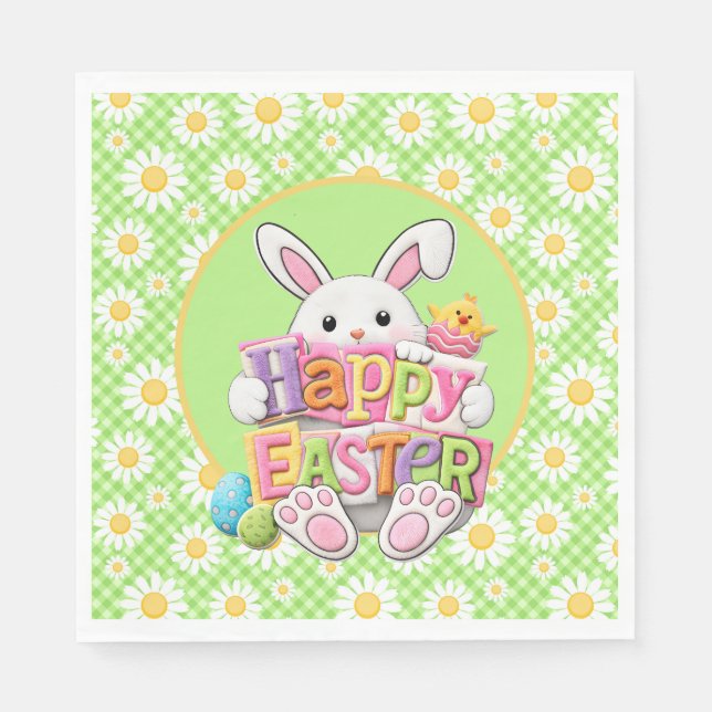 Oster-Frühlings-Gänseblümchen-Hase  Serviette (Vorderseite)