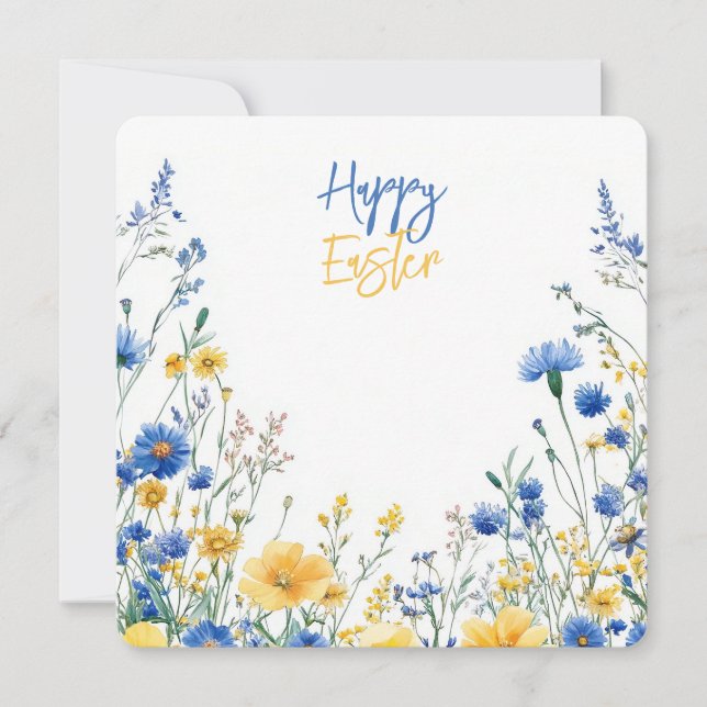 Oster-Frühlingsblumen Flache Feiertagskarte (Vorderseite)