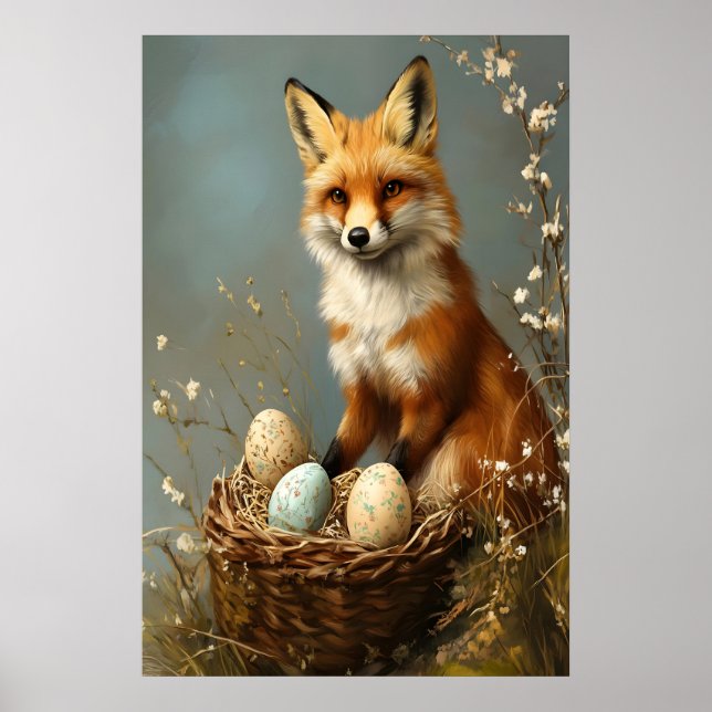 Oster-Fuchs-Druck, Wald-Kinderzimmer, Rustikaler F Poster (Vorne)