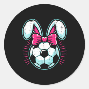 Oster-Fußball-Bunny-Ohren-Schleife süß Jungen Mädc Runder Aufkleber