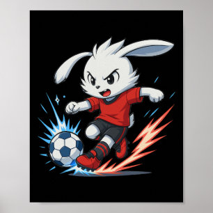 Oster-Fußball-Hase Anime Chibi Sport Kinder Poster
