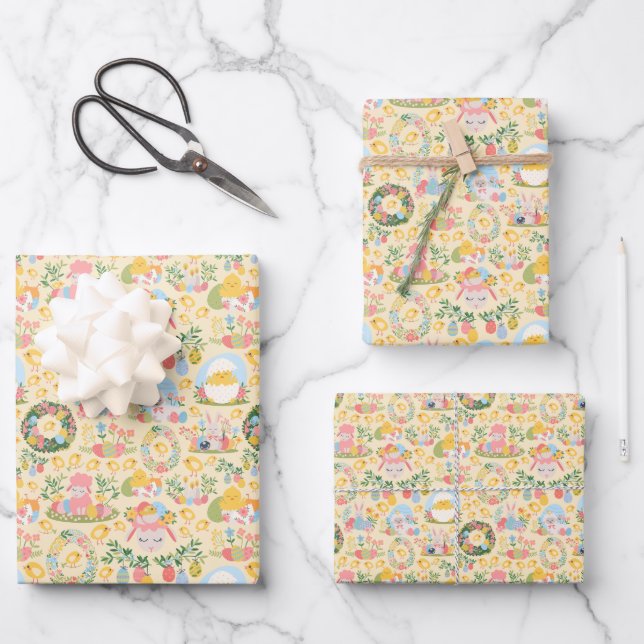 Oster Garten Gelber Frühling Geschenkpapier Set (Vorderseite)