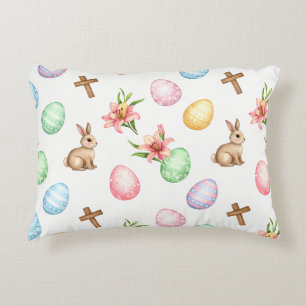 Oster-Gnade – Nahtloses Pastell-Hasen- & Kreuz-Pat Dekokissen