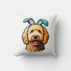 Oster-Goldendoodle-Hund mit Hasenohren, Ostern Kissen