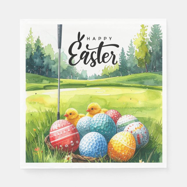 Oster-Golfbälle und Eier-Dose Golfplatz Serviette (Vorderseite)