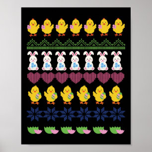 Oster-Häkelmuster Huhn Kaninchen Ei Poster