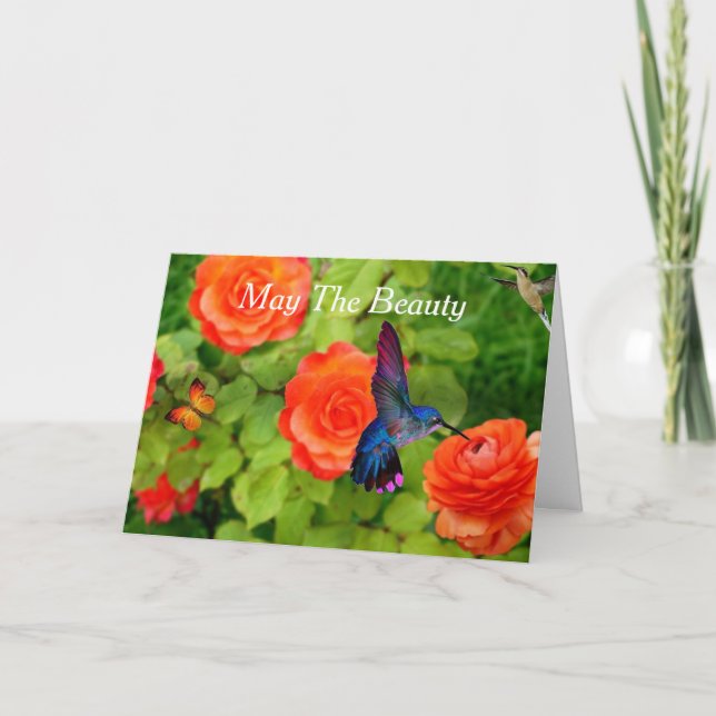 Oster Hummingbird Beauty Feiertagskarte (Vorderseite)