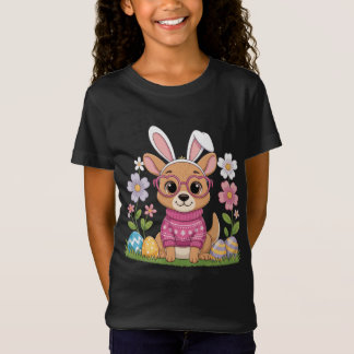 Oster-Känguru-Ostereiersuche-Design mit Blumen T-Shirt