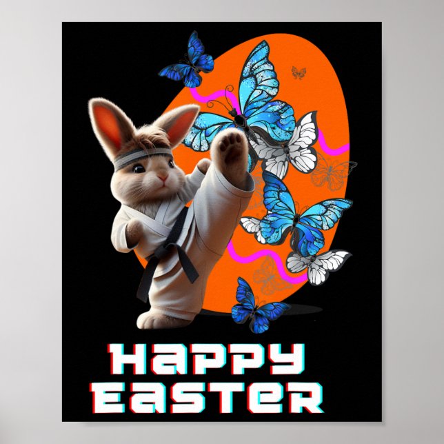 Oster-Karate-Hase  Poster (Vorne)