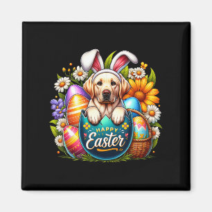 Oster Labrador Welpe Blumenkohl Osterbliche bunte Magnet