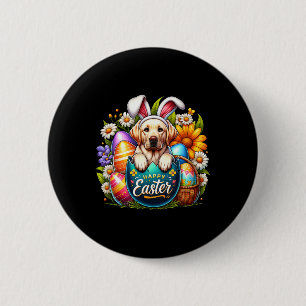 Oster-Labrador-Welpe Floral Ostern Farbige Eier  Button