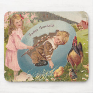 Oster Mädchen und Junge viktorianische antike Post Mousepad