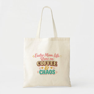 Oster-Mama läuft mit Kaffee und Chaos – Lustige Ma Tragetasche