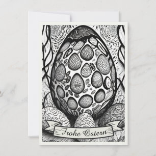 Oster Motiv monochrome Cartoon mit Ostereiern 2502