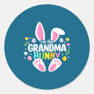 Oster-Oma-Hase-Nana-Froh Runder Aufkleber