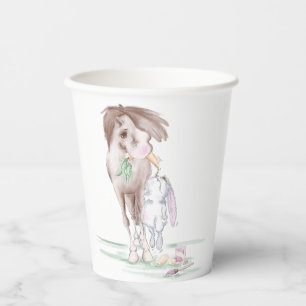 Oster Party mit Pferd und Osterhase, pappgeschirr Pappbecher