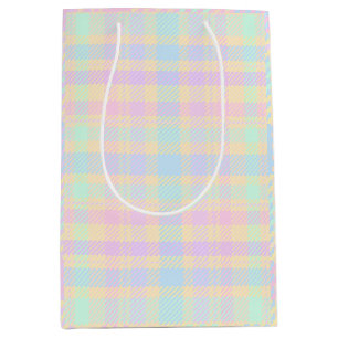 Oster-Pastell-Kariert-Design-Geschenktasche Mittlere Geschenktüte