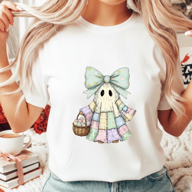 Oster-Patchwork-Geist Coquette-Schleife Goth T-Shirt (Von Creator hochgeladen)
