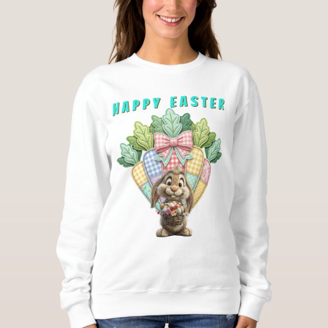 Oster-Patchwork-Karotten  Sweatshirt (Vorderseite)