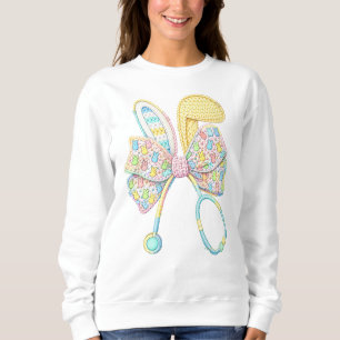 Oster-Pflegerin-Garn-Häkel-Hasenohren Sweatshirt