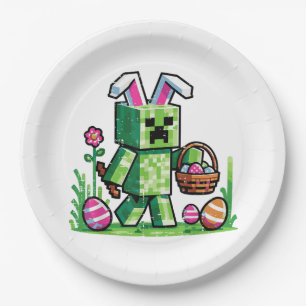 Oster-Pixel-Gaming-Hase-Eierjagd Pappteller