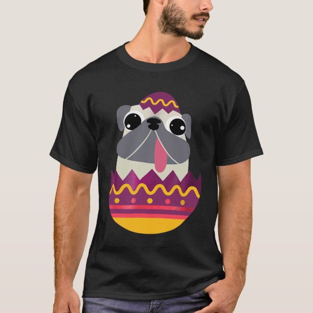 Oster-Pug-Ei Frohe Ostern Tshirt (Vorderseite)