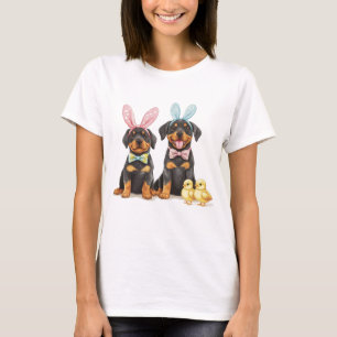 Oster-Rottweiler-Hunde mit Hasenohren T-Shirt