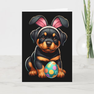 Oster-Rottweiler-Hunde-Tierliebhaber-Hasen-Ei-Eier Karte
