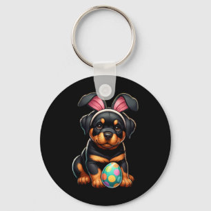 Oster-Rottweiler-Hunde-Tierliebhaber-Kaninchen-Ei- Schlüsselanhänger