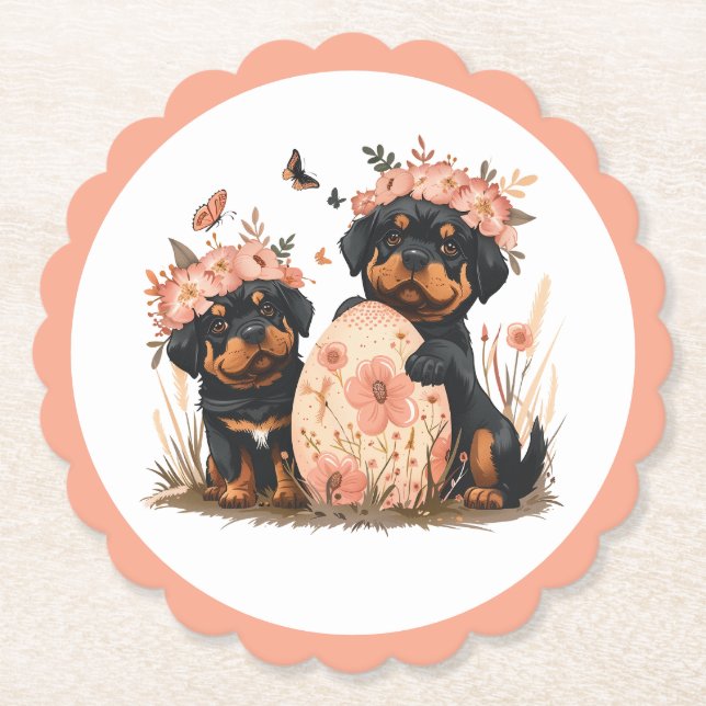 Oster-Rottweiler-Hunde Untersetzer (Vorderseite)