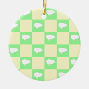 Oster-Schachbrettmuster mit Motiv weißes Küken Keramik Ornament